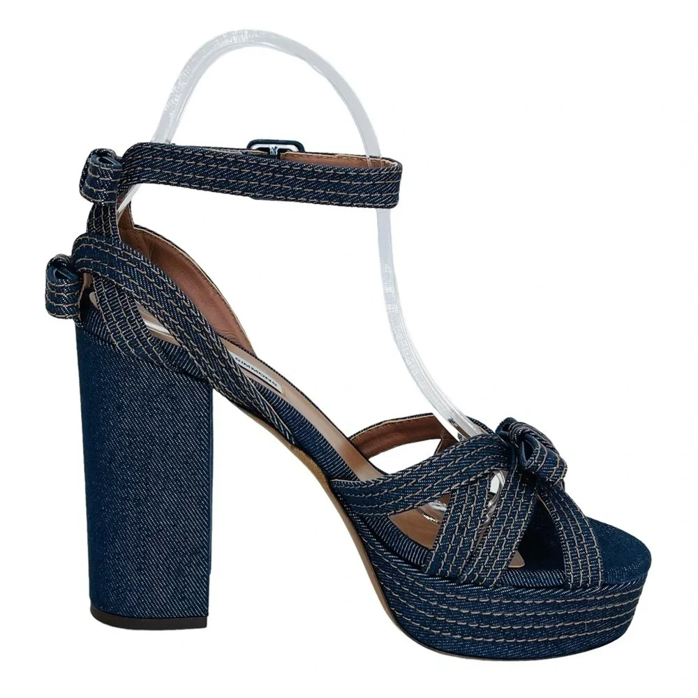 Tabitha Simmons Womens Platform Sandals EU 40B US 10M Indigo Denim Medium Width